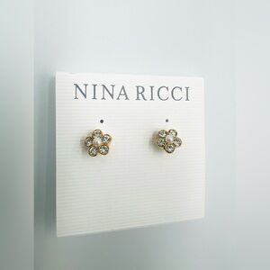 Nina Ricci Floral Pearl & Crystal Stud Earrings